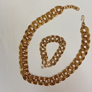 Vintage Monet gold necklace and bracelet